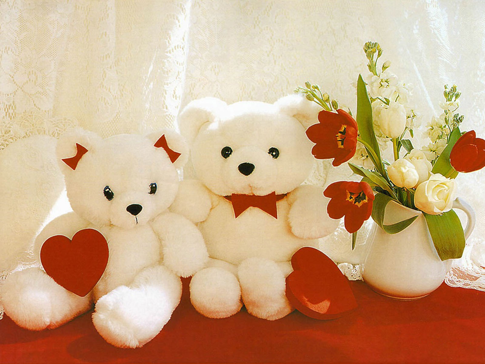 Teddy Bears With Flowers - HD Wallpaper 