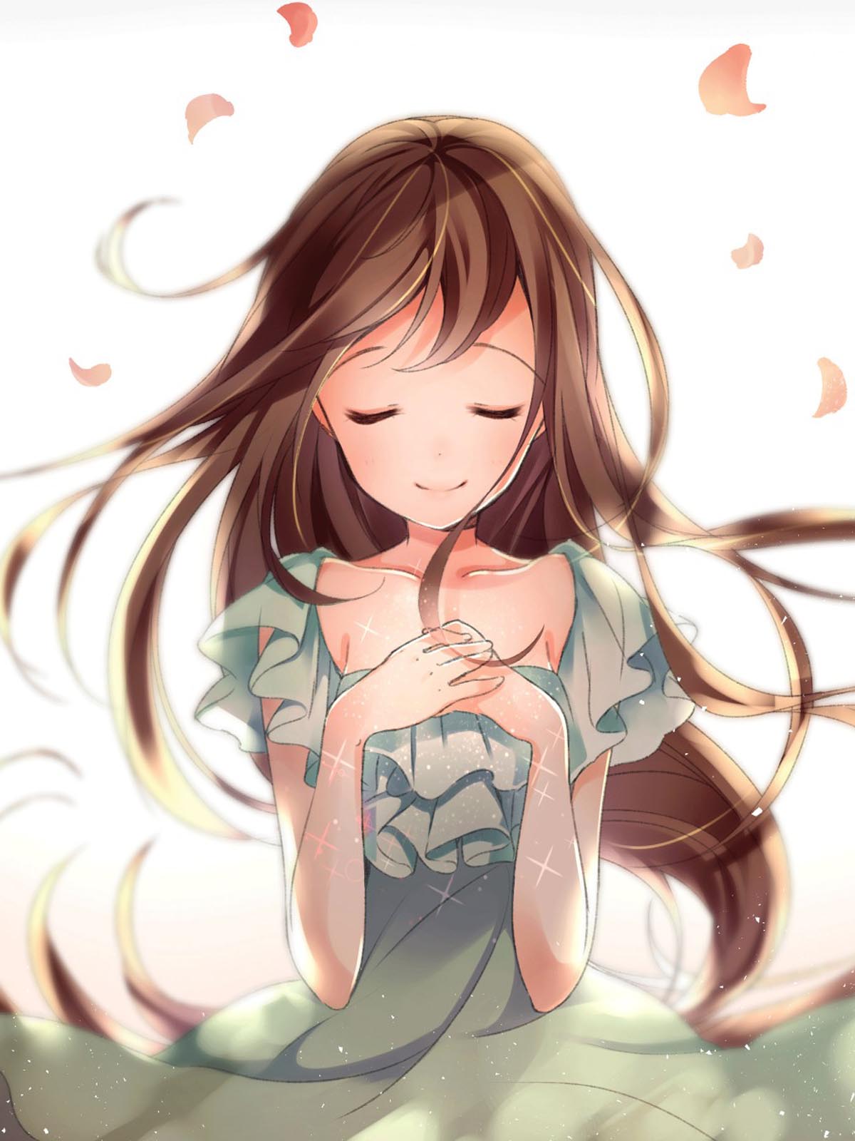Anime Shy Cute Girl - HD Wallpaper 