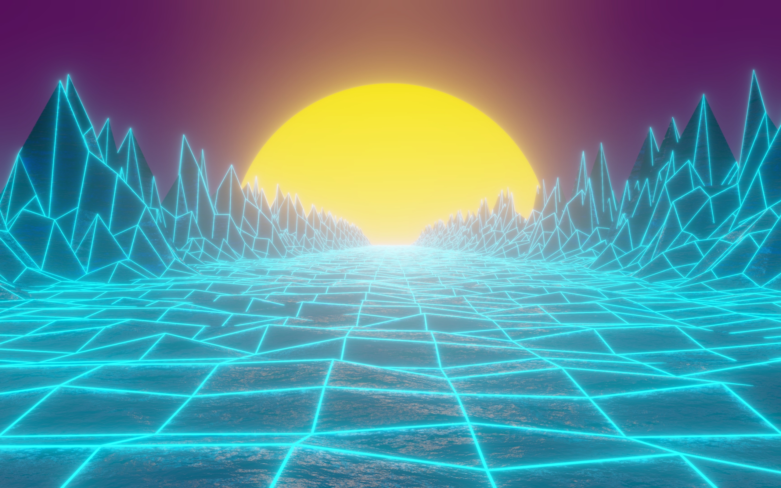 Wallpaper Of Grid, Mountain, Retrowave, Road, Synthwave - Synthwave 21 9 Wallpaper Hd - HD Wallpaper 