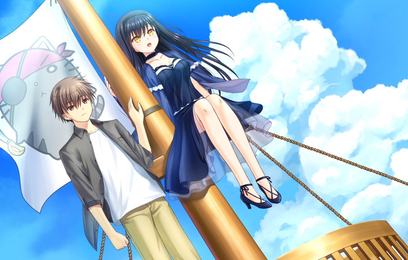 Photo Wallpaper The Sky, Girl, Mast, Guy, Two, Summer - Summer Pockets - HD Wallpaper 
