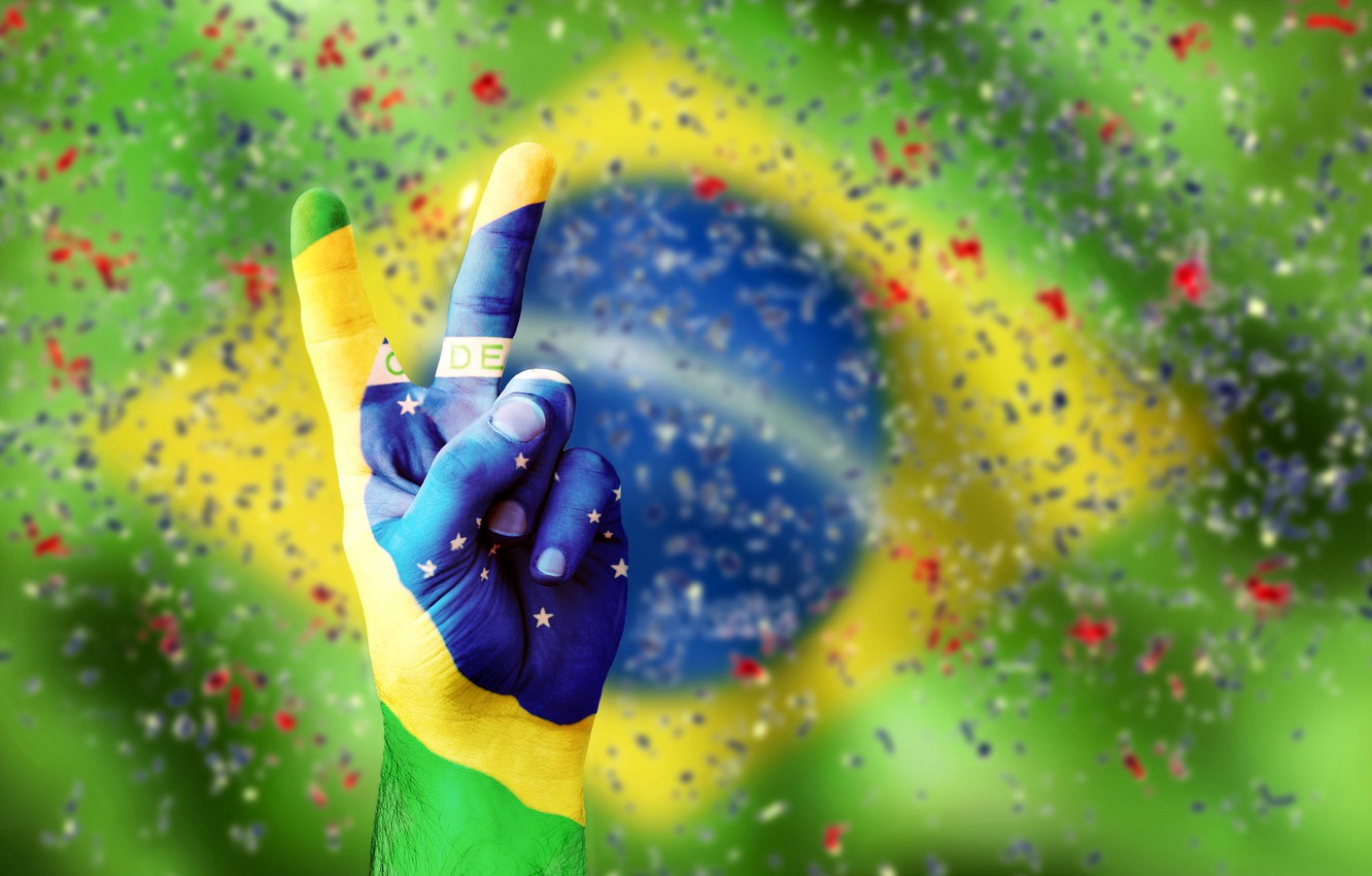 Photo Wallpaper Hand, Confetti, Flag, Brasil, Vicrtory, - Brazil Wallpaper Full Hd - HD Wallpaper 