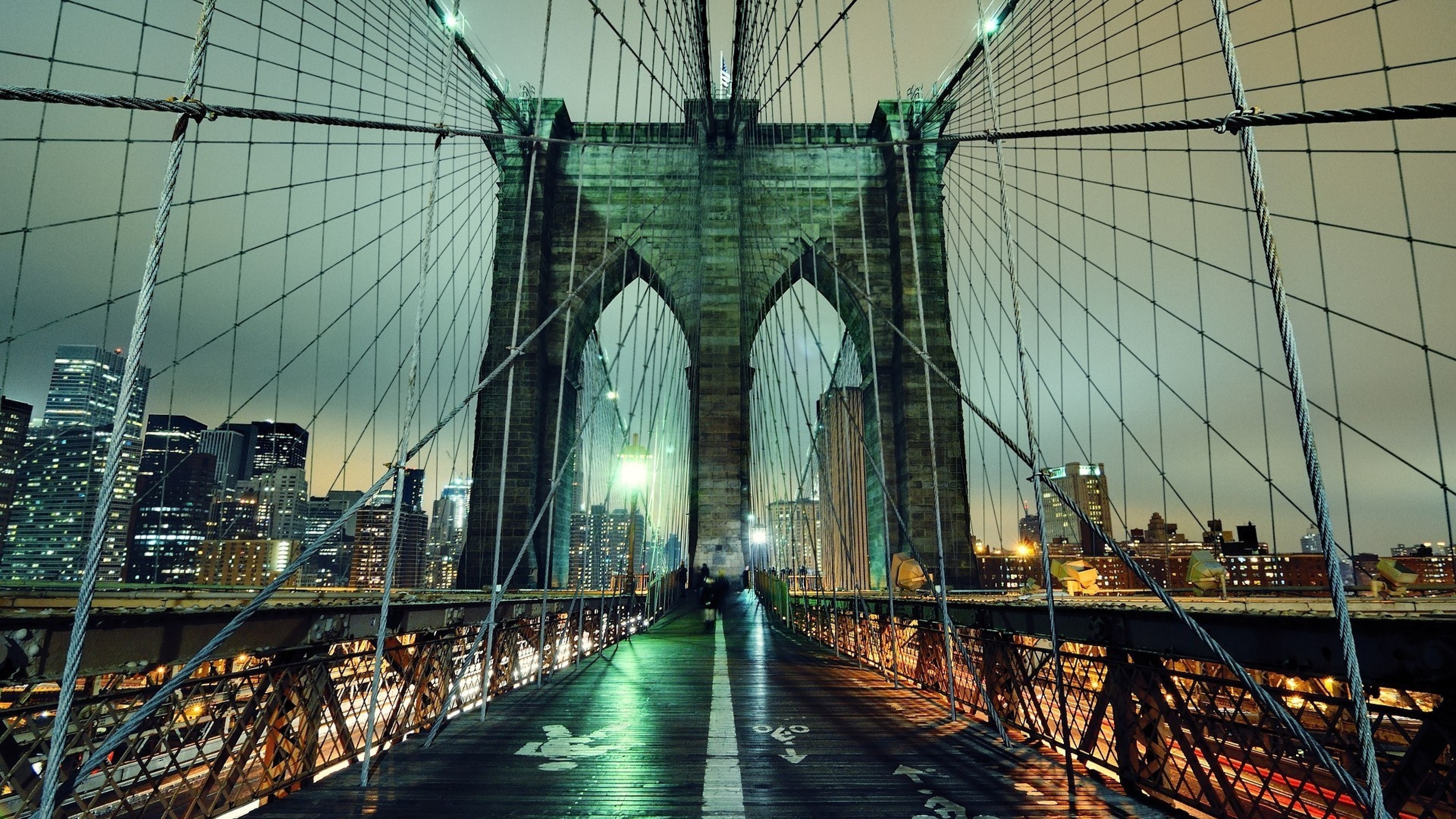 Wallpaper Brooklyn Bridge, Night, Nyc, United States - Brooklyn Bridge - HD Wallpaper 