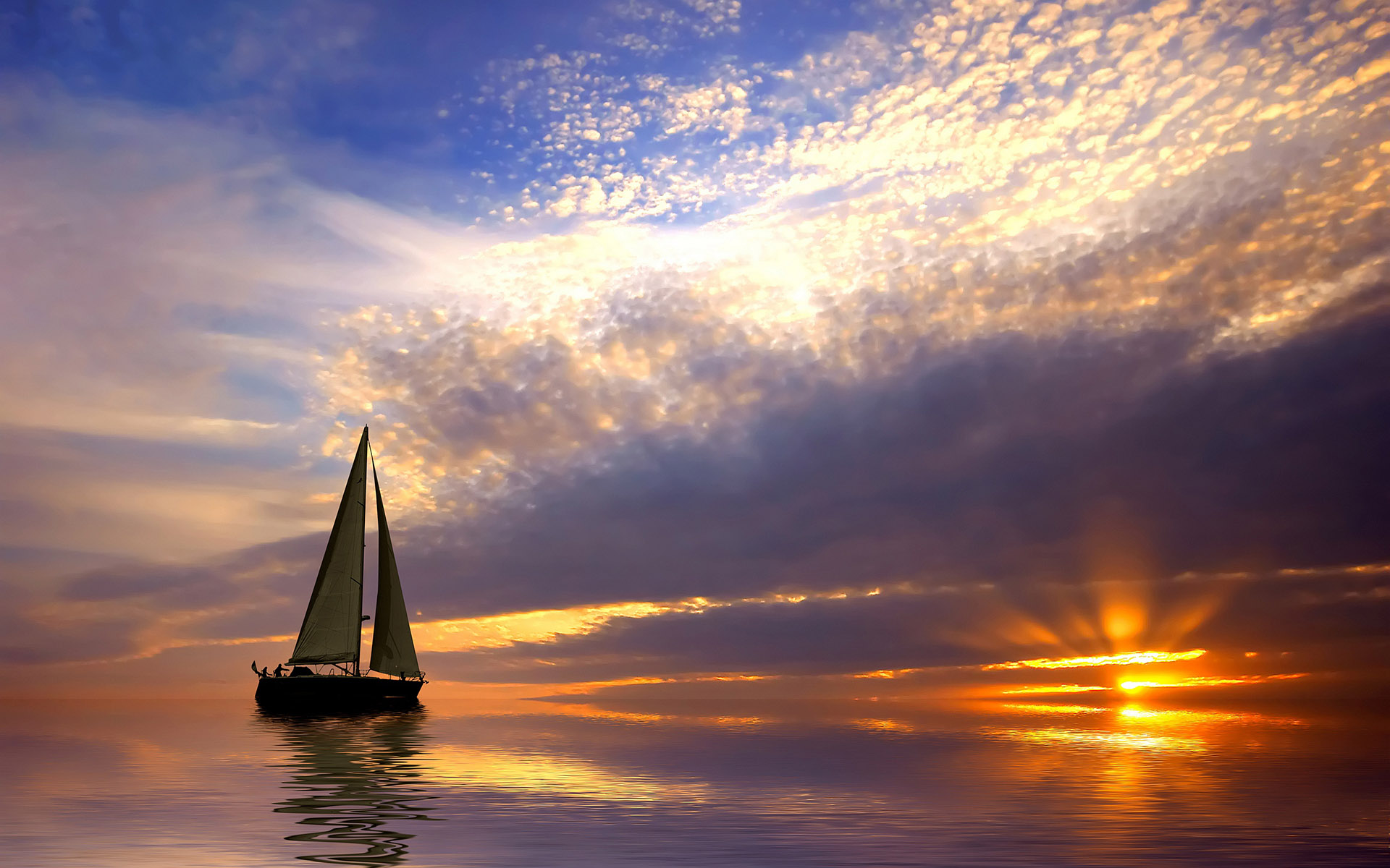 Sailing Sunrise - Sailing Background - HD Wallpaper 