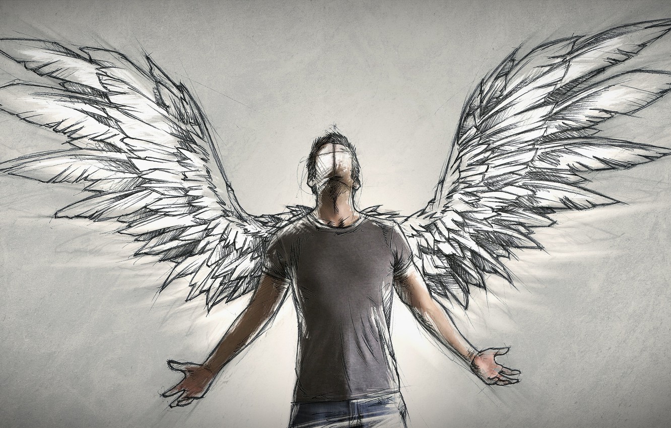 Photo Wallpaper People, Wings, Angel, Author, Male, - Sebastien Del Grosso - HD Wallpaper 