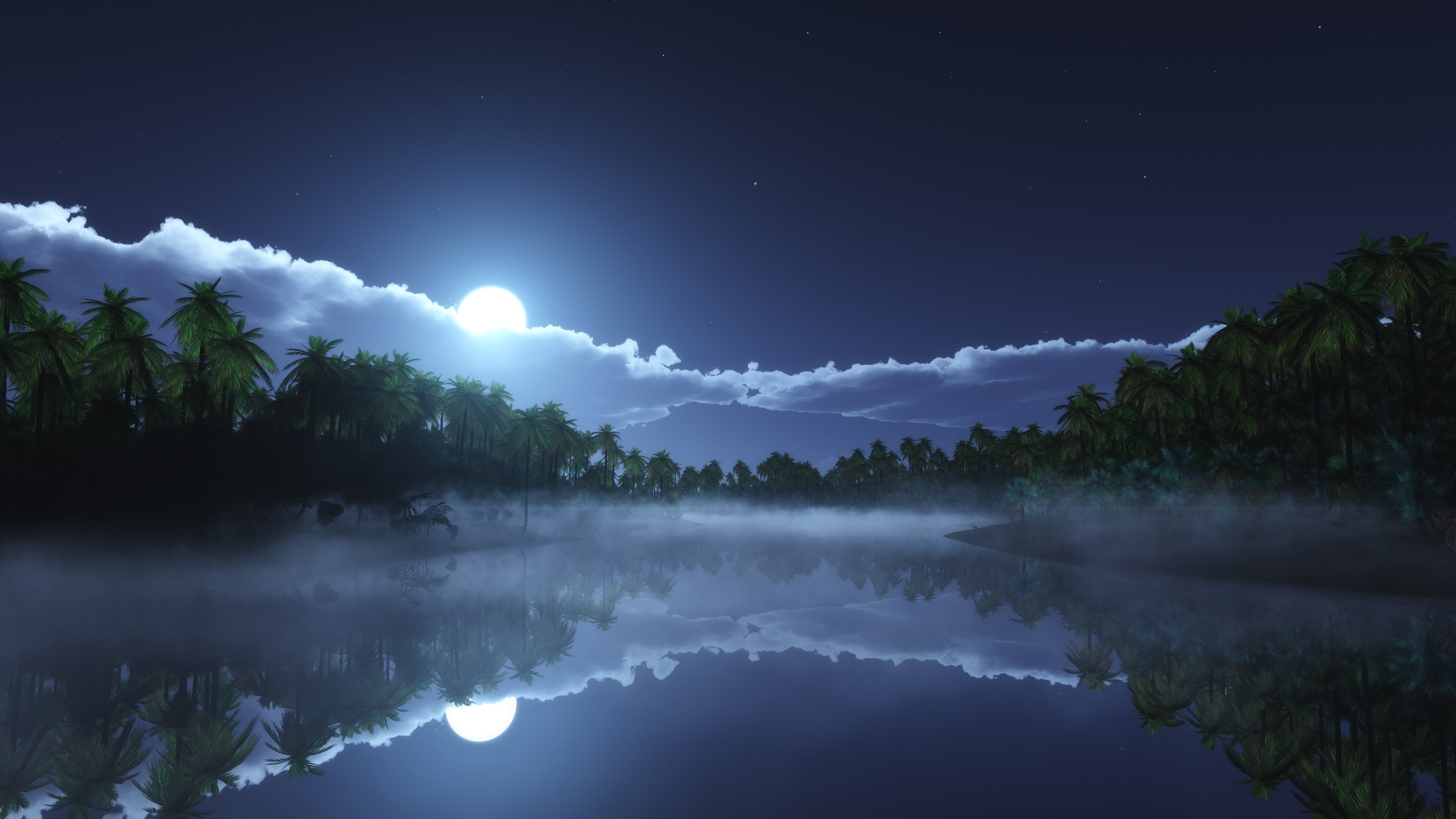 Beautiful River At Night - HD Wallpaper 