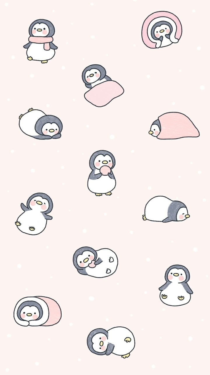 Cute, Background, And Penguin Image - Cute Animals Wallpaper Cartoon -  720x1280 Wallpaper 
