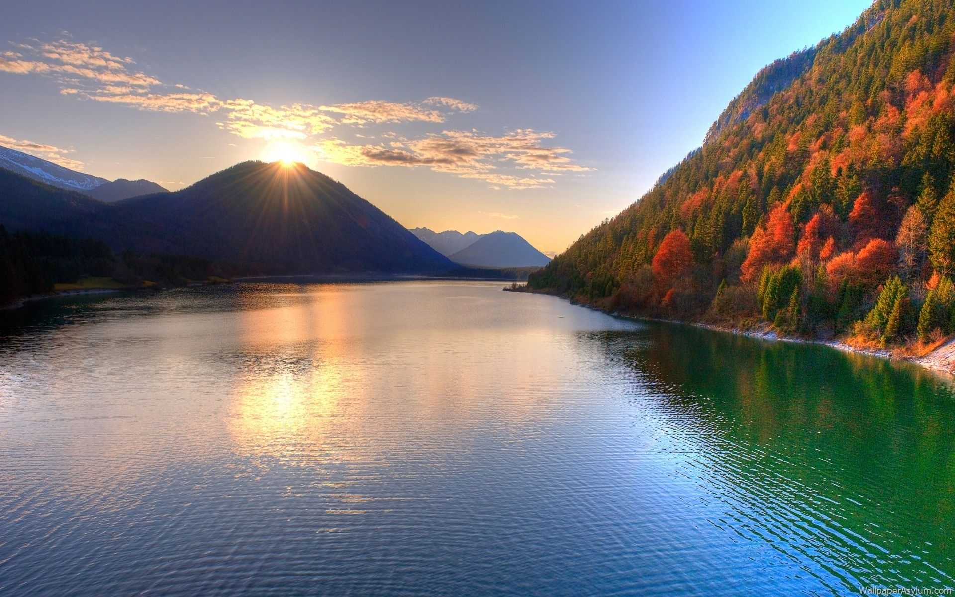 Mountains And Water Scenery - HD Wallpaper 