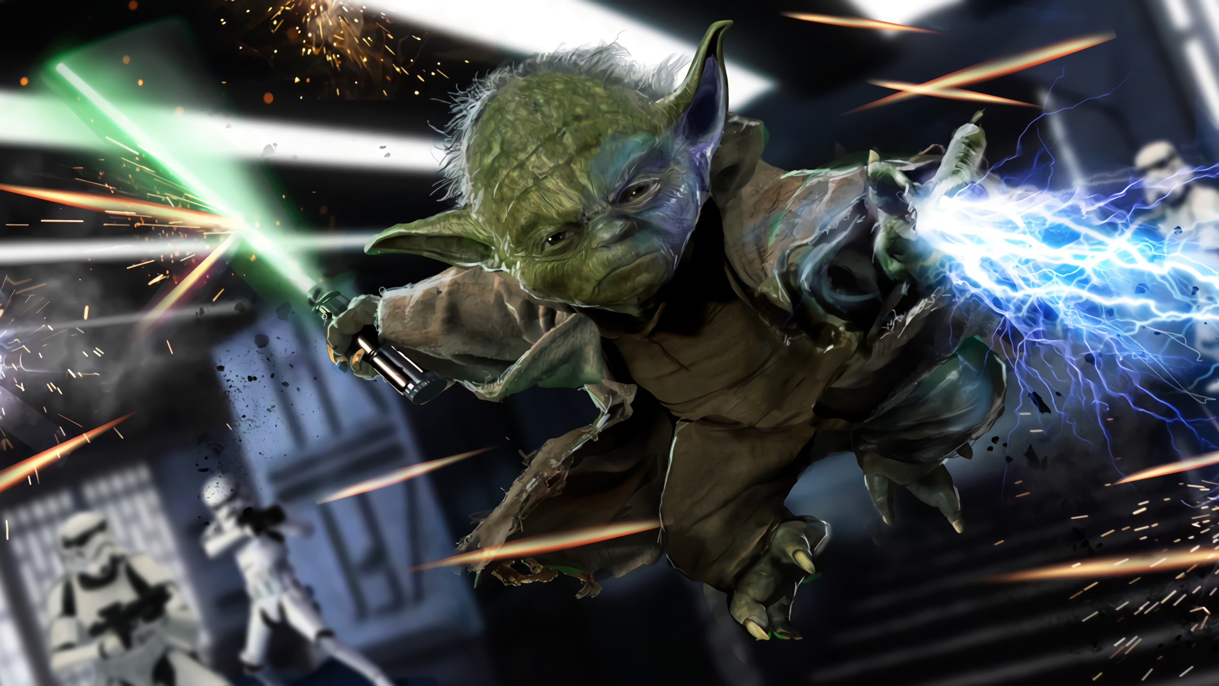Yoda Vs Stormtroopers - HD Wallpaper 