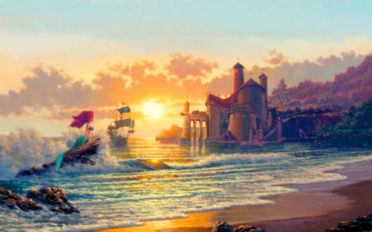 Little Mermaid Wallpaper Art - HD Wallpaper 