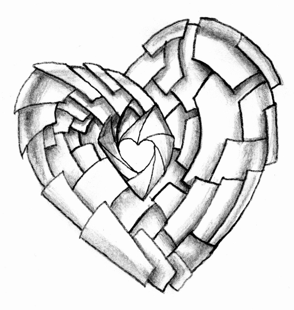 Pencil Art Love Wallpapers - 3d Broken Heart Drawing - HD Wallpaper 