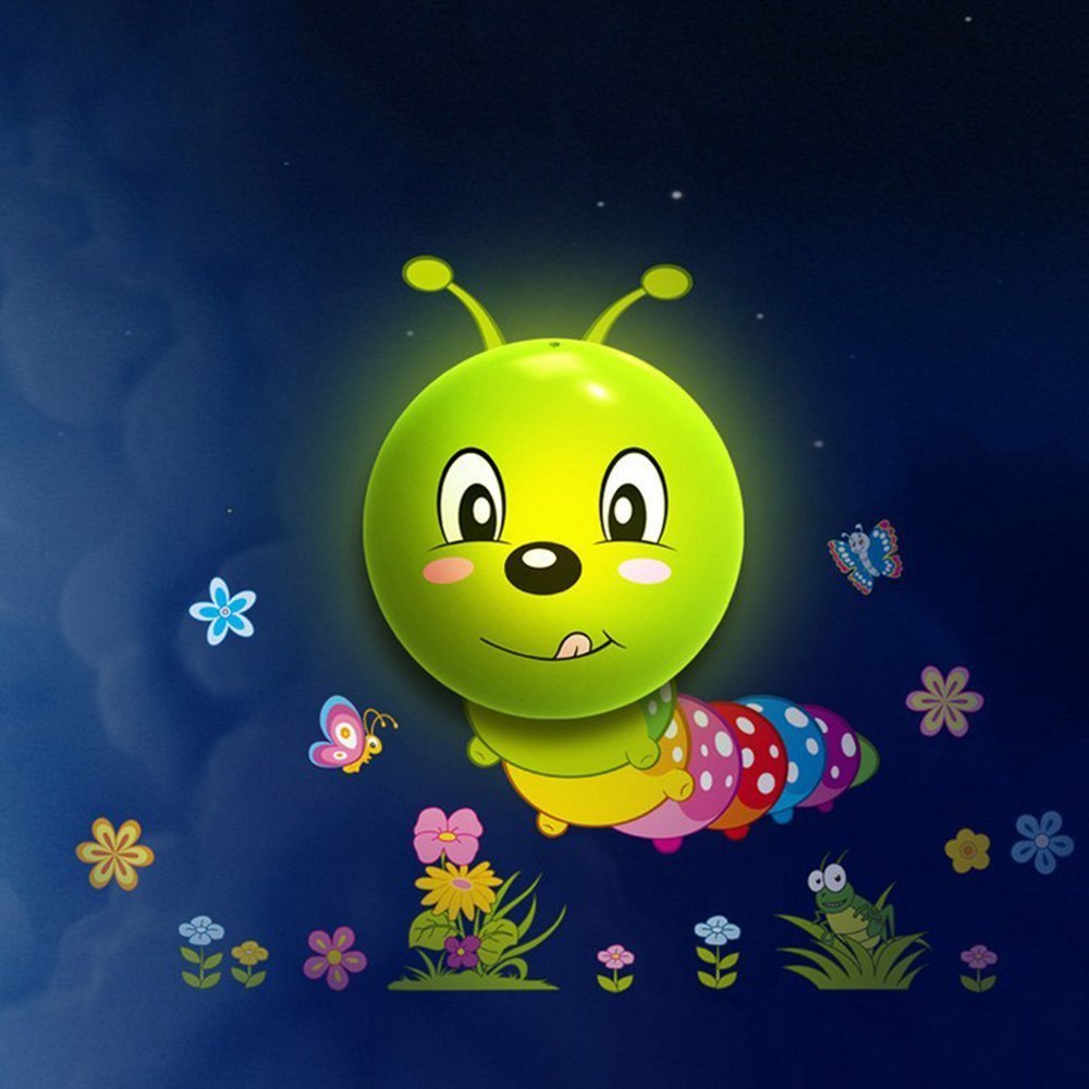 Hestian Kids Small Night Light Diy 3d Wallpaper Novelty - Cartoon Worm - HD Wallpaper 