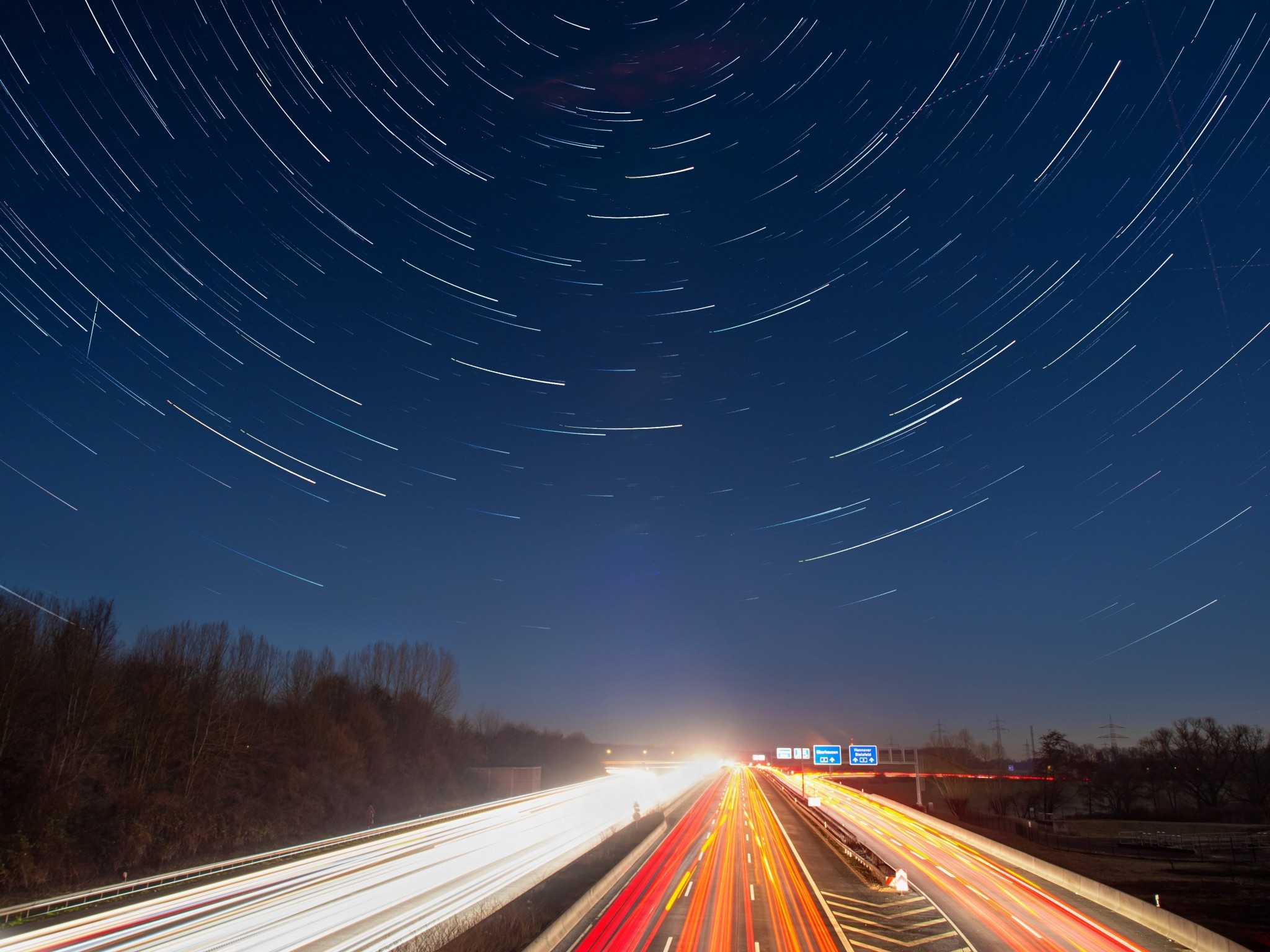 Time-lapse, Road, Star Trails, Night, Long Exposure - Road Long Exposure Night Hd - HD Wallpaper 
