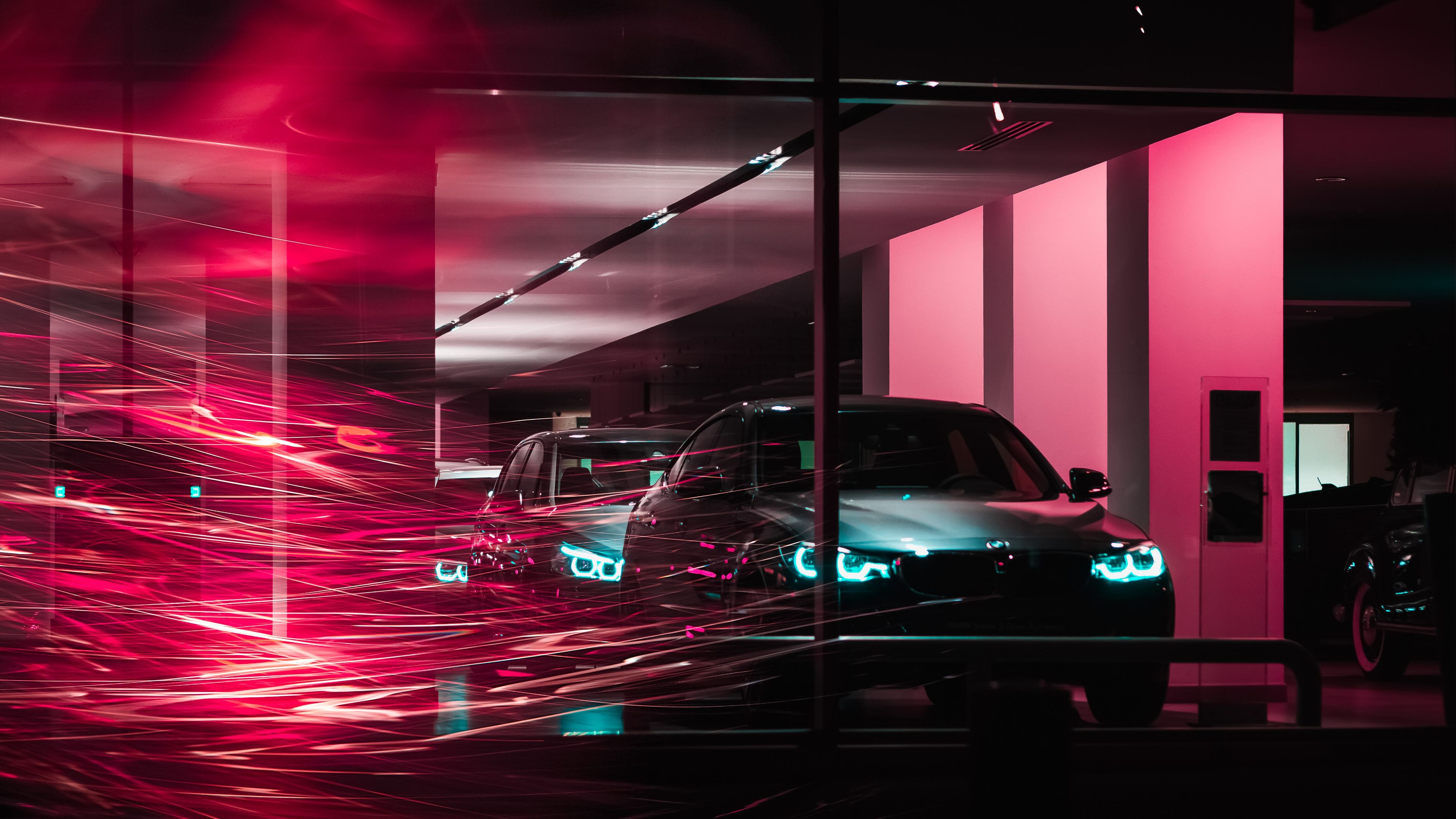 Bmw Long Exposure 4k - Neon Light Car Photography - HD Wallpaper 