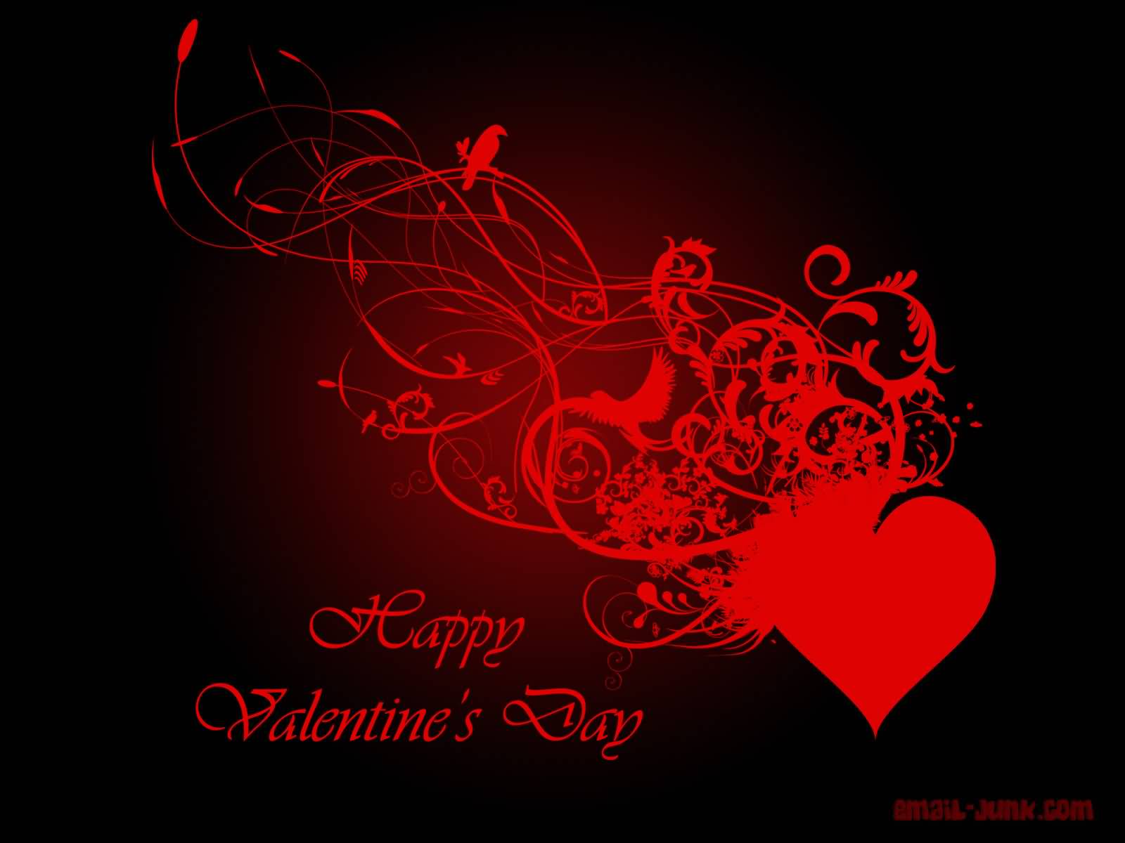 Happy Valentine S Day Heart And Birds Wallpaper - Valentine Day - HD Wallpaper 