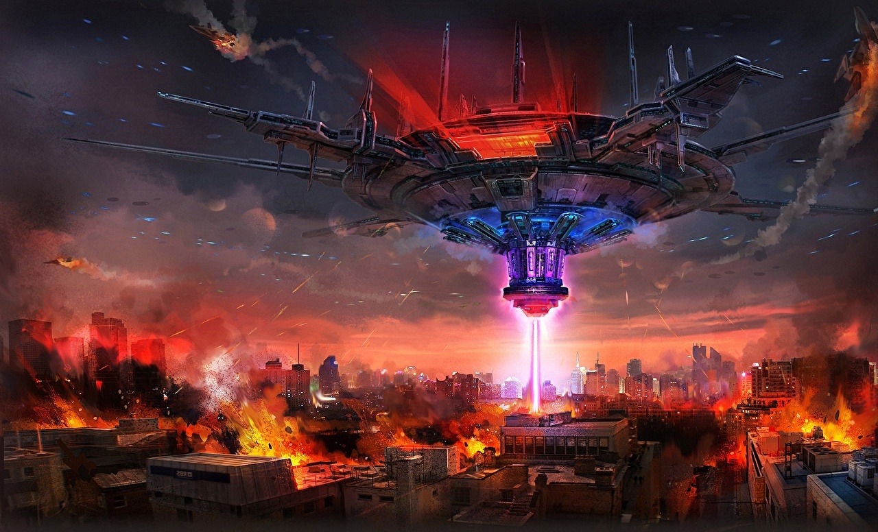 City On Fire Sci Fi - HD Wallpaper 