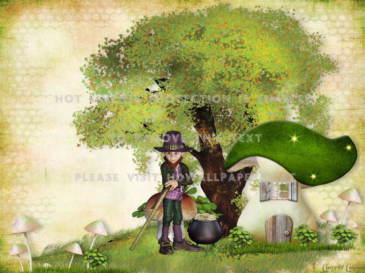 Lucky Trees Leprechaun Clover Shamrock St - Illustration - HD Wallpaper 