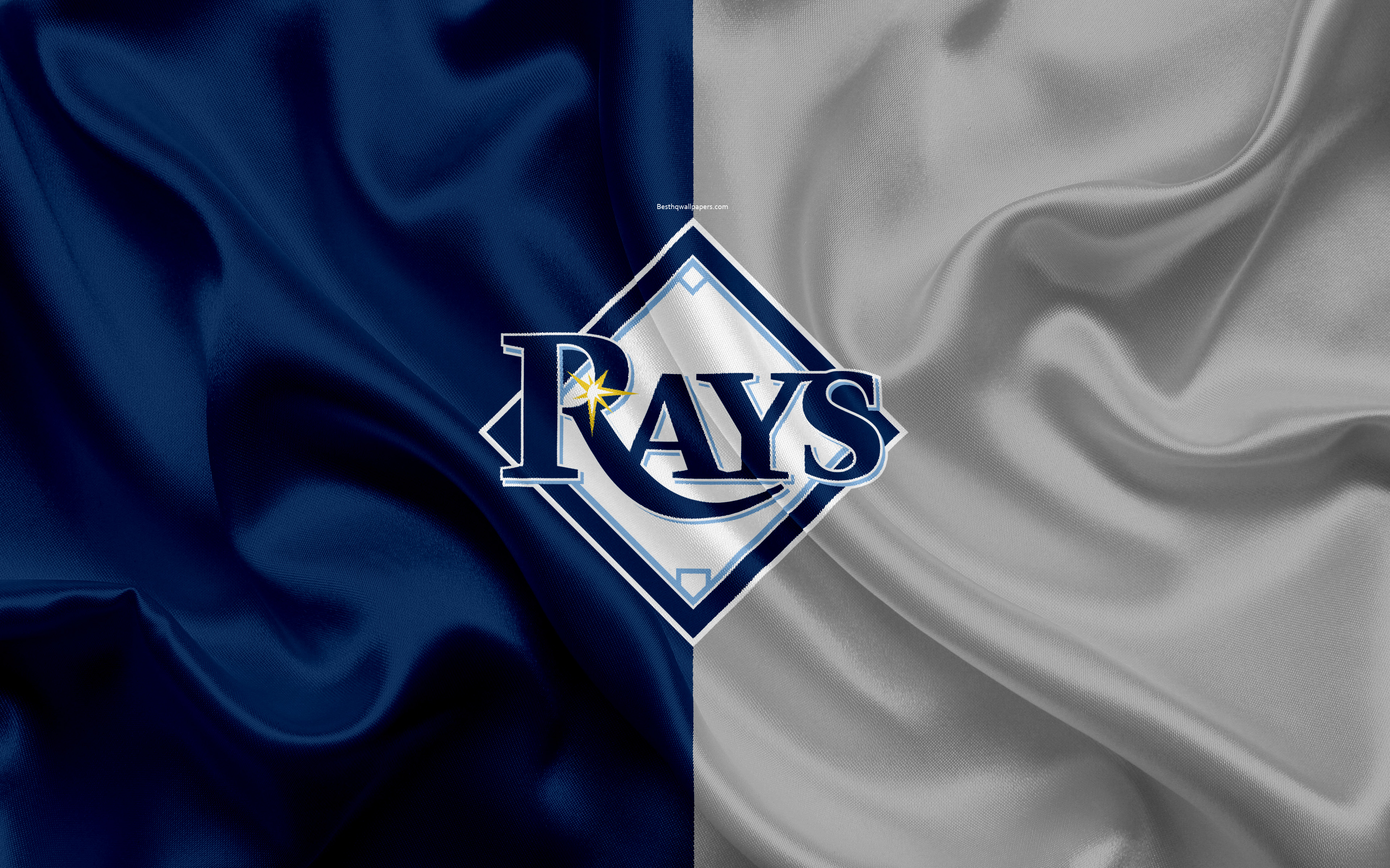 Tampa Bay Rays, 4k, Logo, Silk Texture, American Baseball - Tampa Bay Rays 4k - HD Wallpaper 