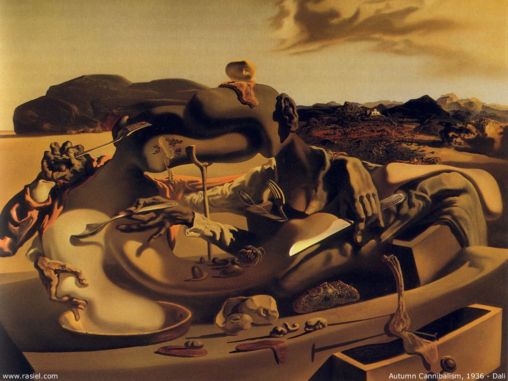 Dali Paintings - Salvador Dali Cannibalism In Autumn - HD Wallpaper 