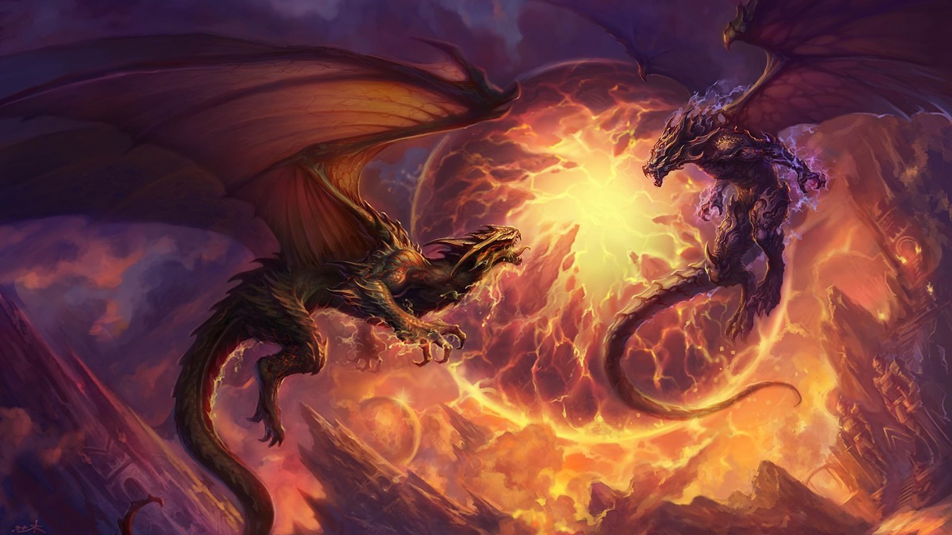 Fantasy Background Dragon - HD Wallpaper 