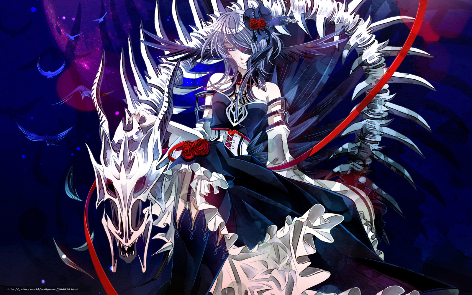 Download Wallpaper Girl, Skeleton, Rose, Stockings - Anime Girl With A Bone Dragon - 1600x1000 Wallpaper Download Wallpaper Girl, Skeleton, Rose, Stockings - Anime Girl With A Bone Dragon - 1600x1000 Wallpaper