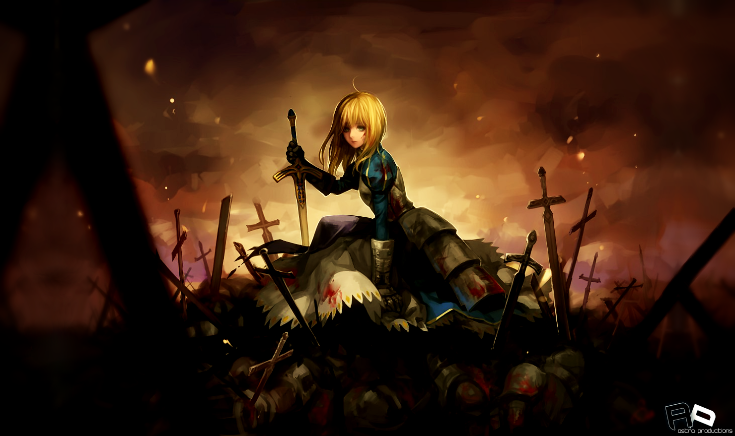 Bloody Anime Wallpaper - Saber Past Fate Zero - HD Wallpaper 