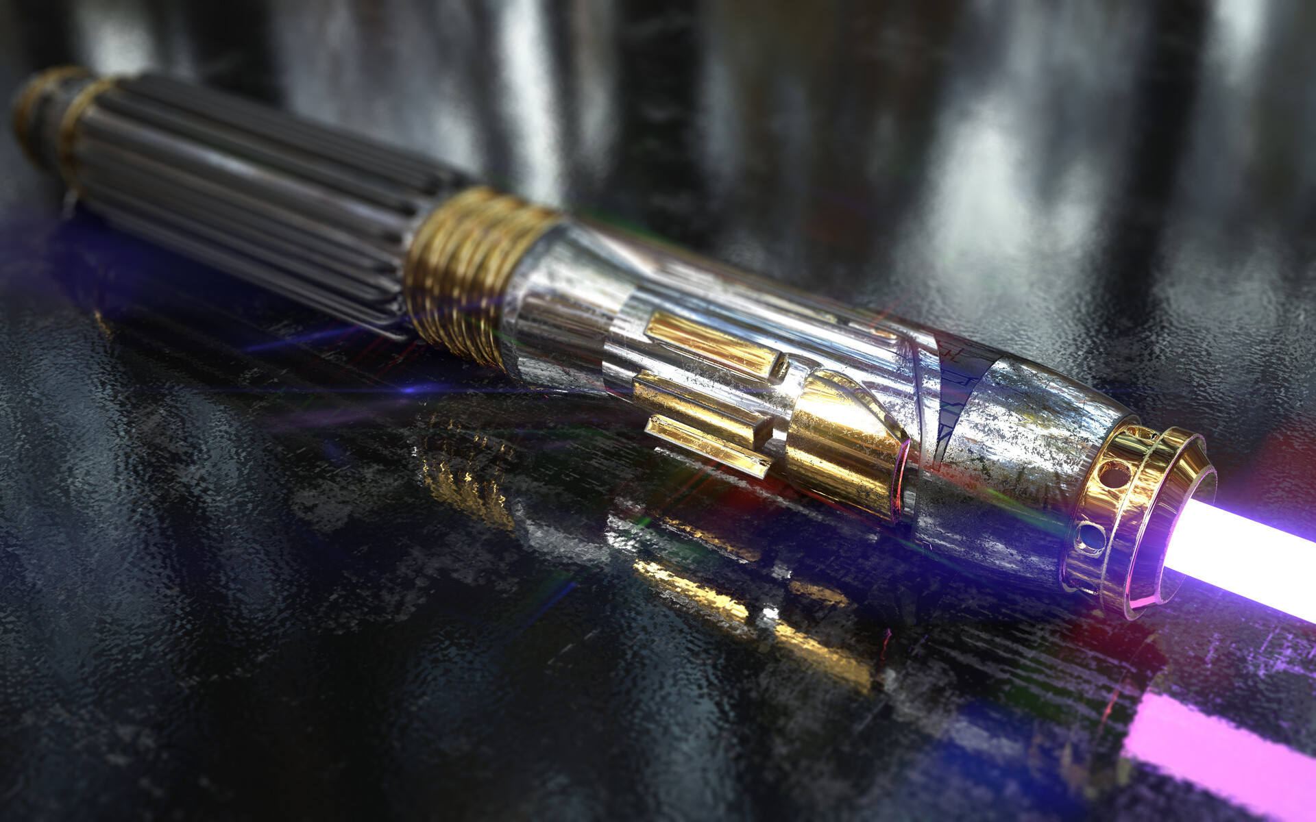 Mace Windu Lightsaber Render - HD Wallpaper 