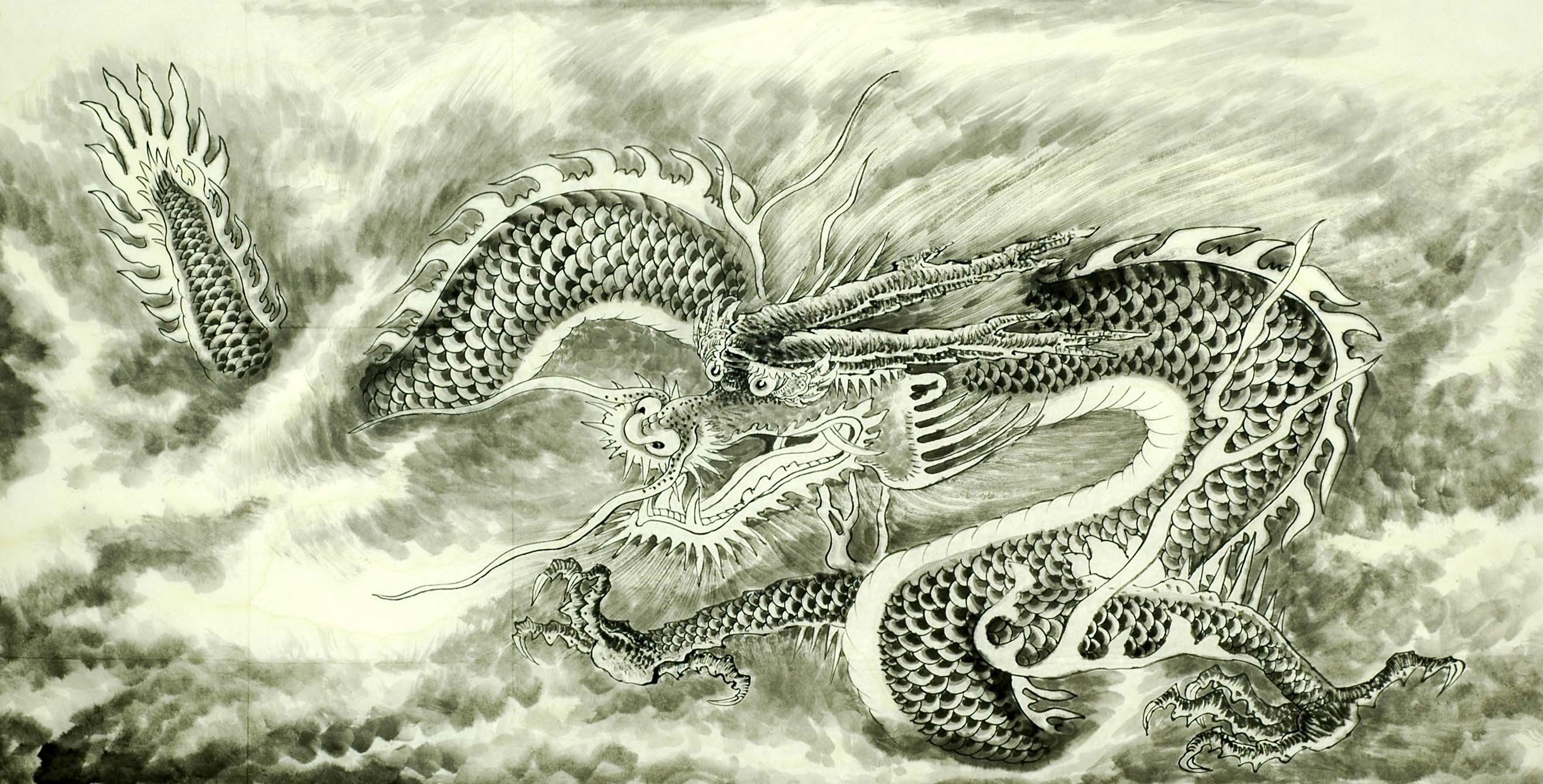 Chinese Dragon Painting Cnag008723 
 Data Src - Old Chinese Dragon Painting - HD Wallpaper 