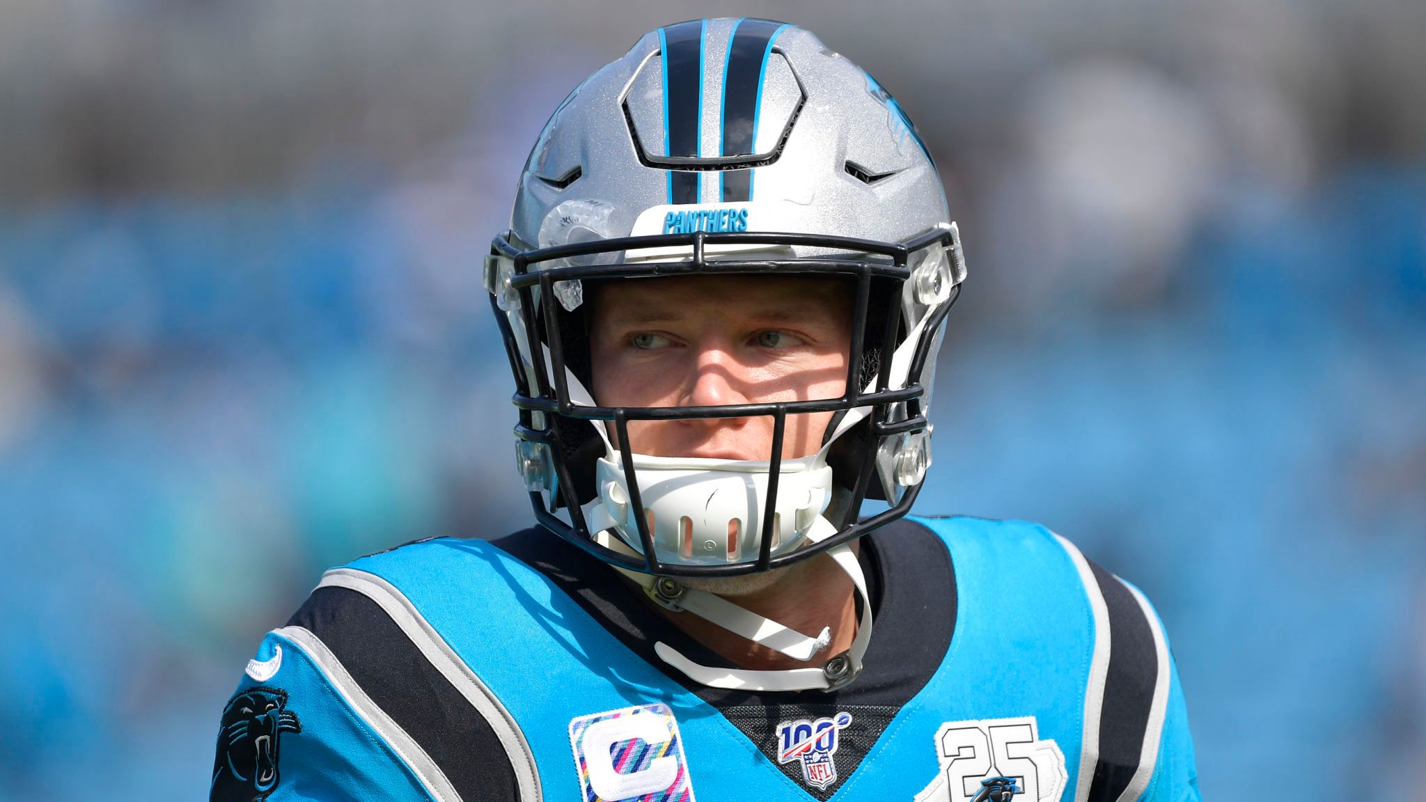 Mccaffrey Is Having An Elite Season But Comes Up Against - Face Mask - HD Wallpaper 