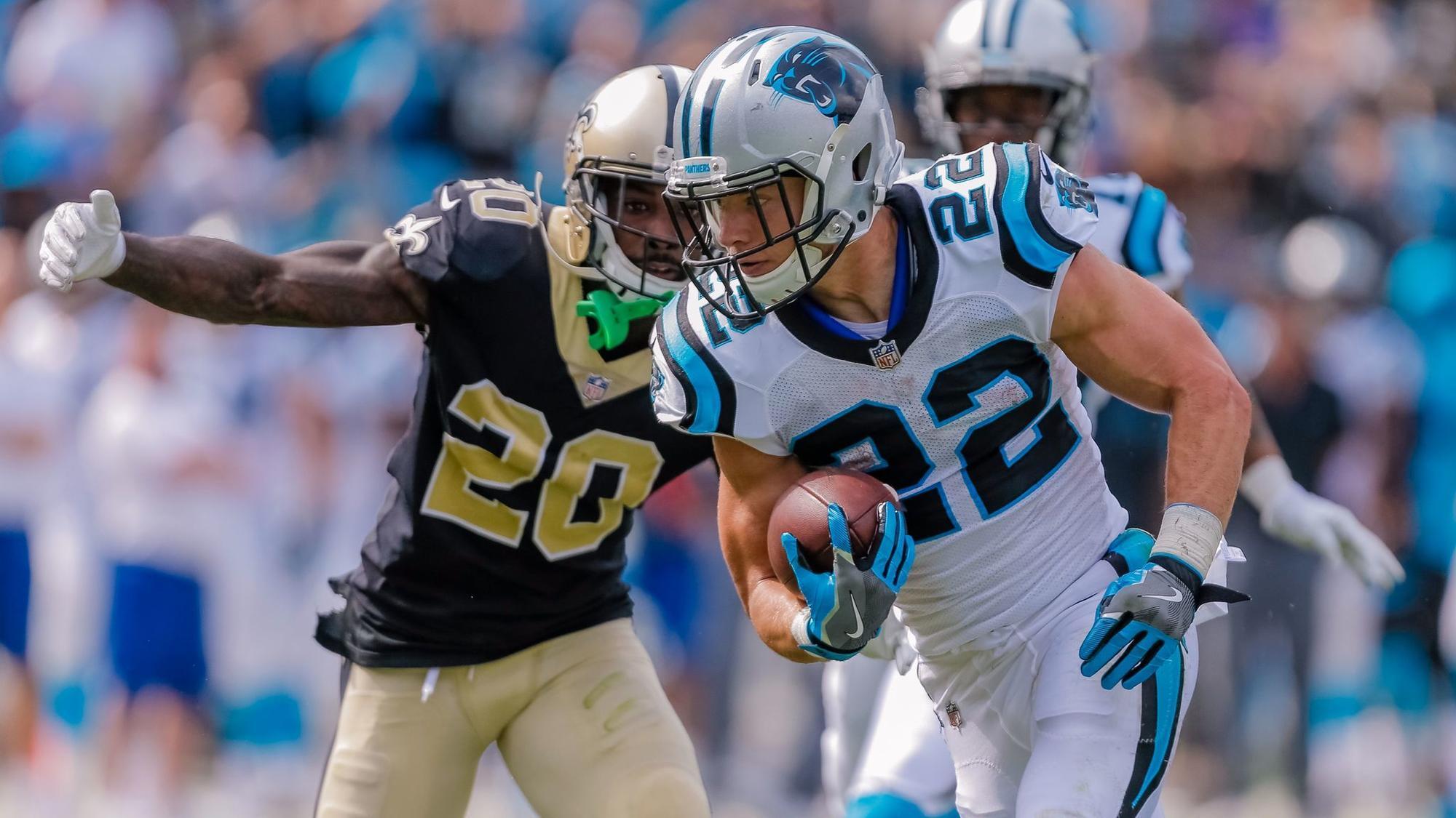 Sd Sp Pfd Christian Mccaffrey Injury Shoulder Panthers - Christian Mccaffrey Vs Saints - HD Wallpaper 