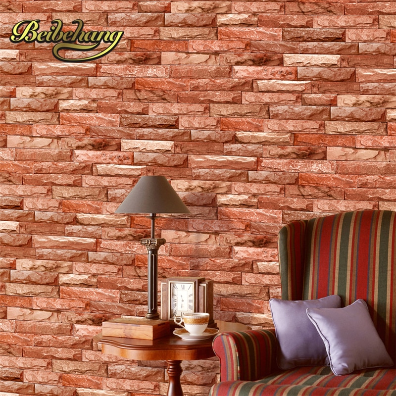 Beibehang Haokhome Pvc Vinyl Modern Faux Brick Stone - Wallpaper - HD Wallpaper 