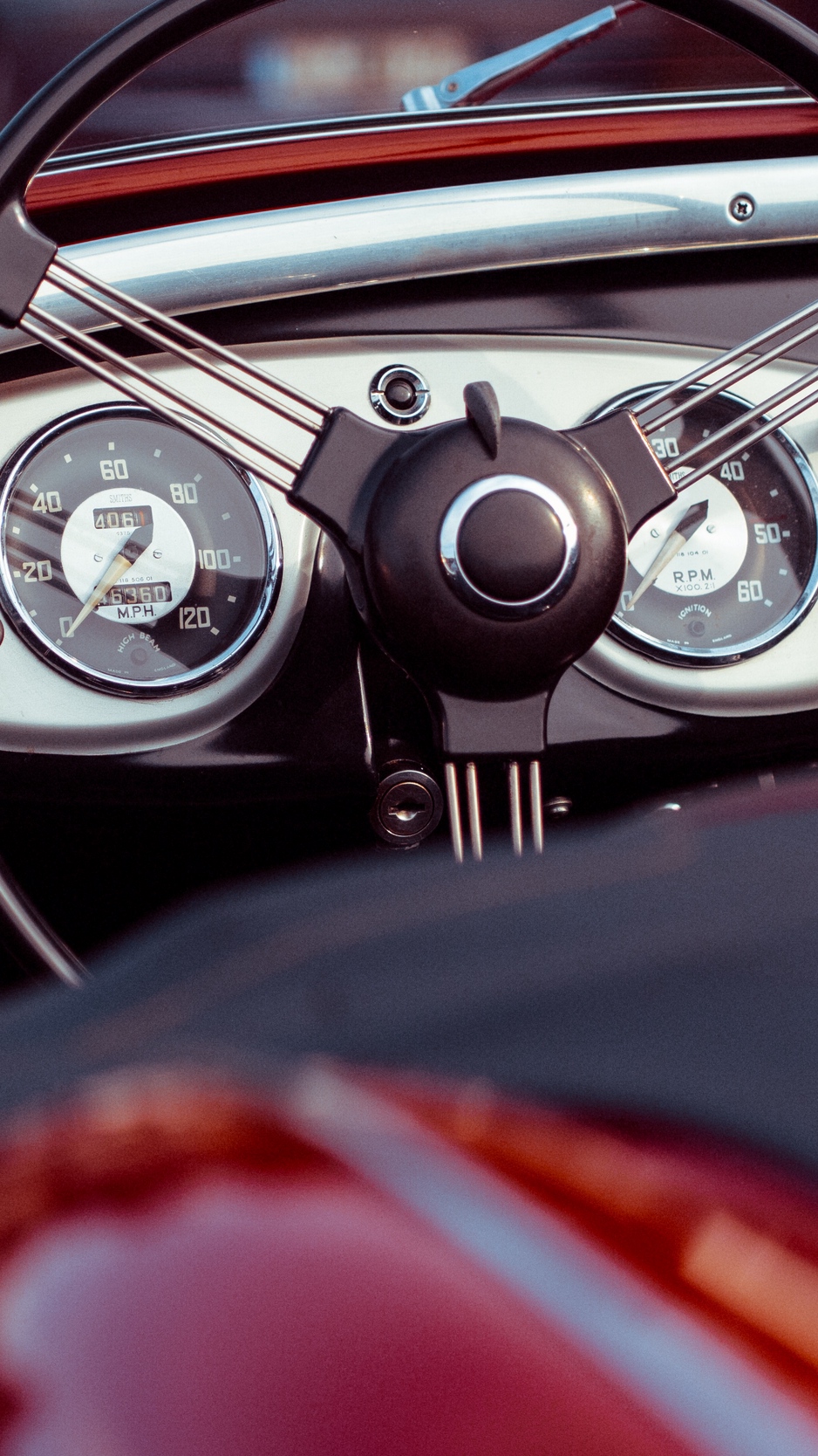 Wallpaper Oldtimer, Convertible, Speedometer, Steering - Car Steering Wheel Iphone - HD Wallpaper 