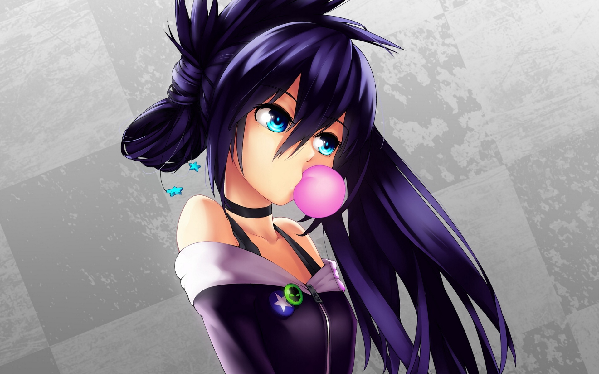 Wallpaper Araneus, Anime, Arrows With Black Rock, Black - Anime Girl With Bubblegum - HD Wallpaper 