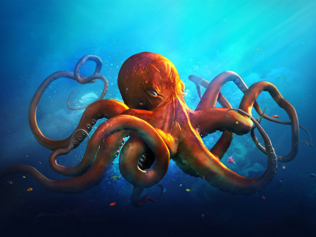 Windows 10 Wallpaper The Kraken Animals - Sea Octopus - 1024x768 Wallpaper  