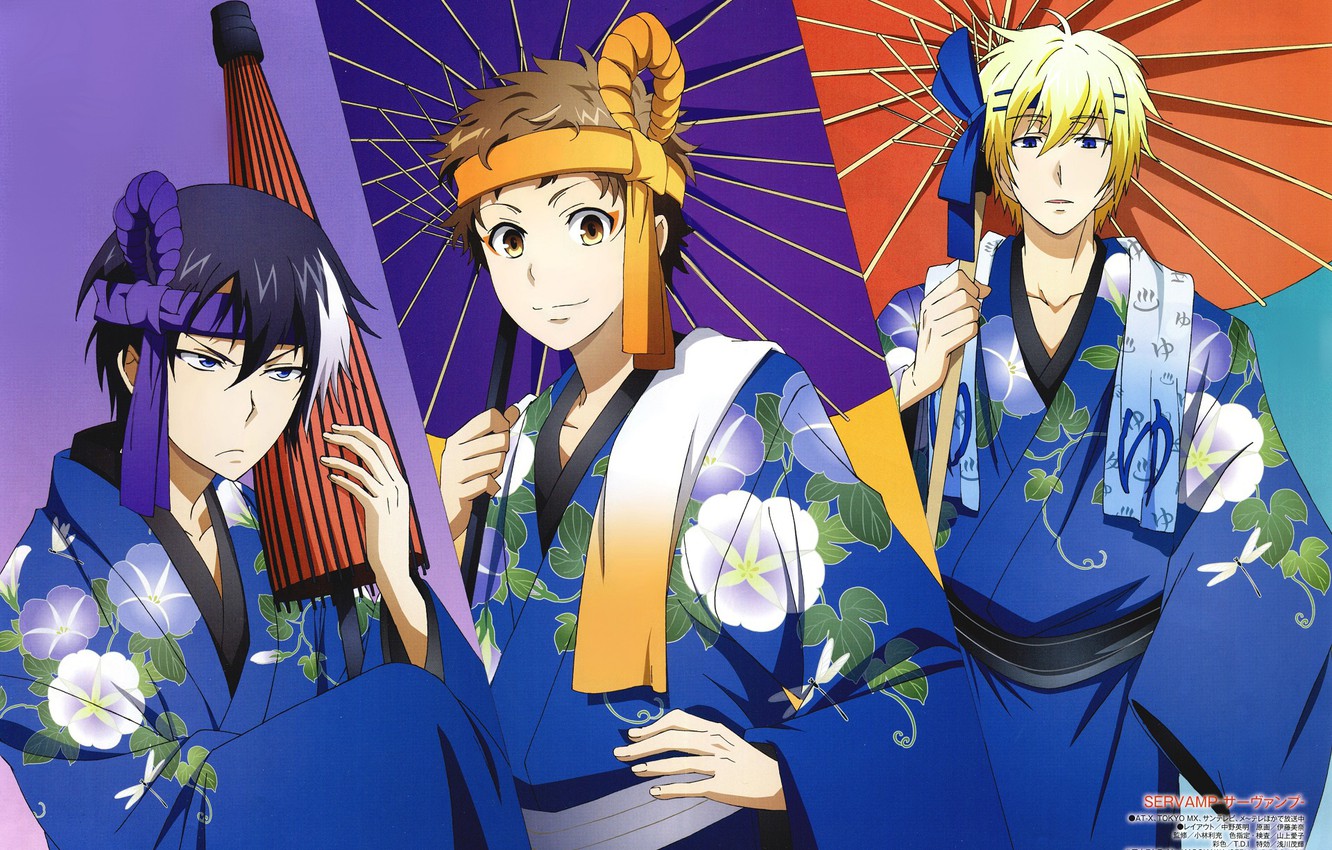 Photo Wallpaper Anime, Art, Umbrellas, Guys, Servamp, - Servamp Mahiru And Tetsu - HD Wallpaper 