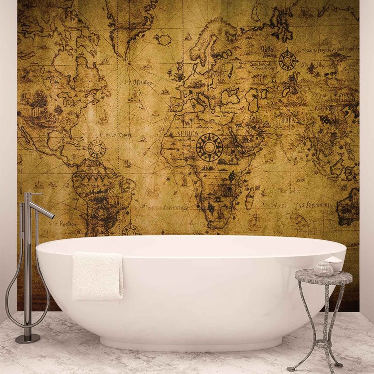 Sepia World Map Vintage Wallpaper Mural - Vintage Vilagterkep - HD Wallpaper 