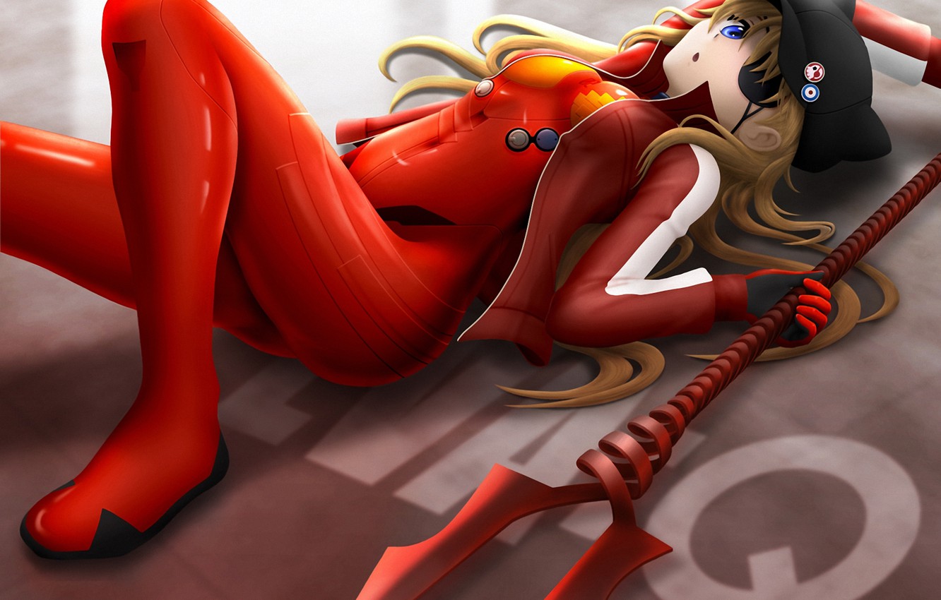 Photo Wallpaper Girl, Art, Jacket, Costume, Cap, Neon - Asuka Langley Soryu Jacket Art - HD Wallpaper 