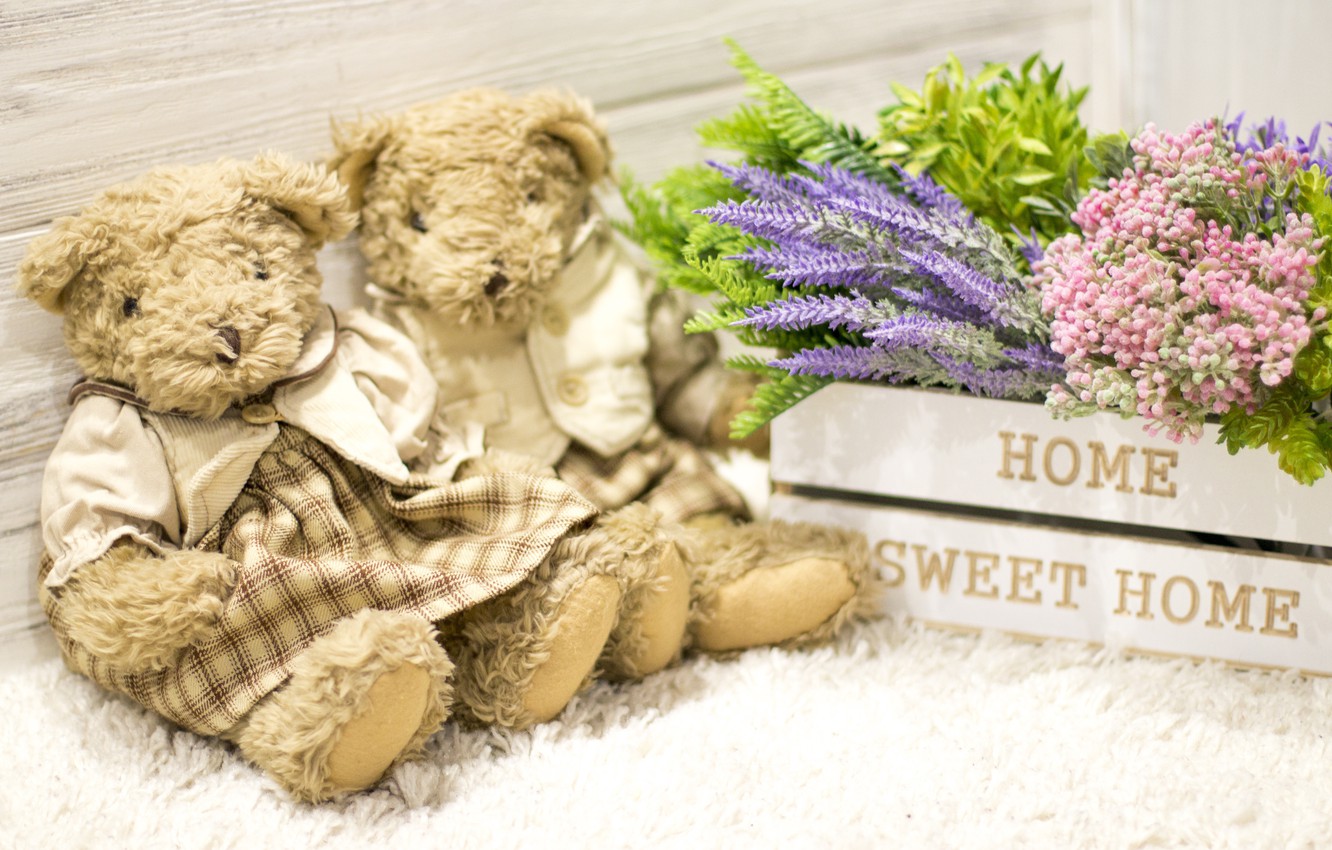 Photo Wallpaper Love, Flowers, Toy, Bouquet, Bear, - Bouquet - HD Wallpaper 