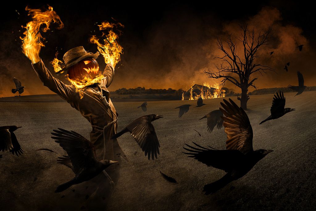 Halloween Scarecrow Art - HD Wallpaper 