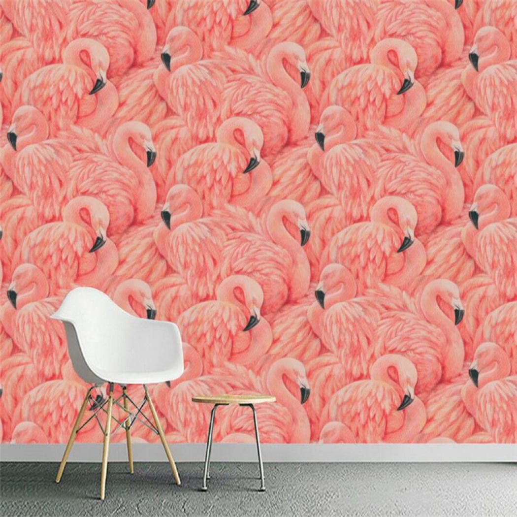Custom Photo Mural Wallpaper European Garden Hand Painted - Flamingo Wallpaper Living Room - HD Wallpaper 