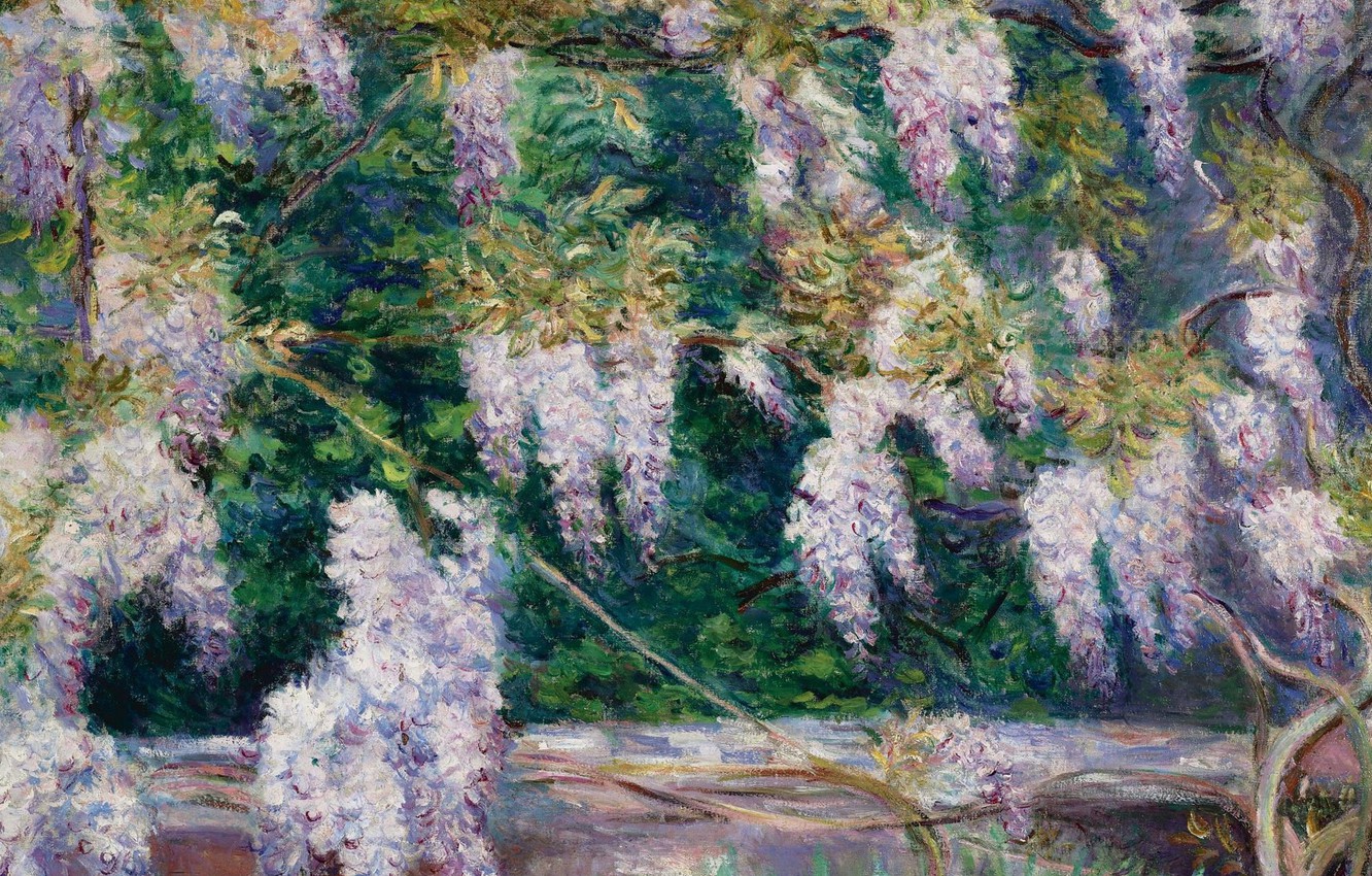 Photo Wallpaper Flowers, Picture, Blanche Monet, Wisteria - HD Wallpaper 