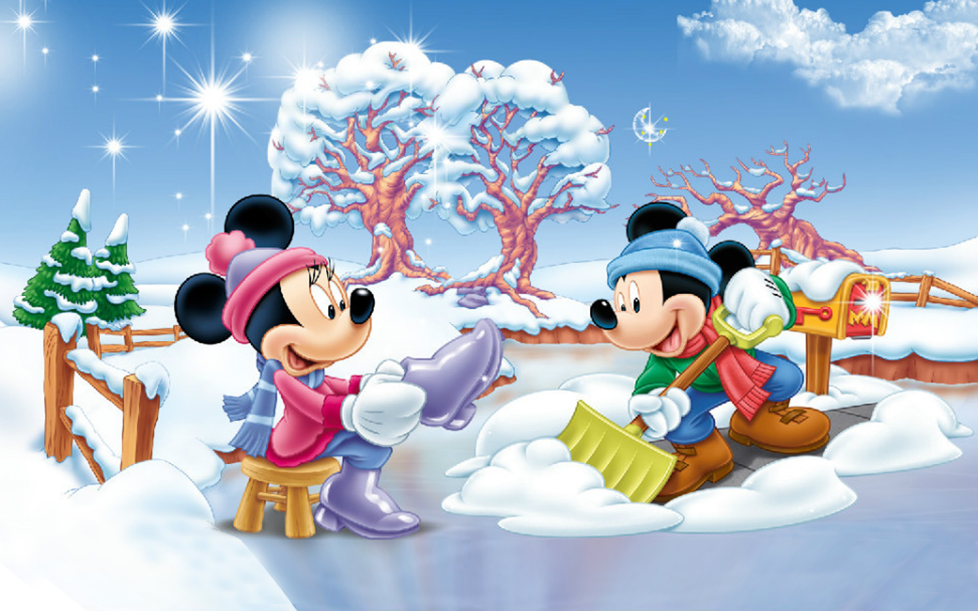 Disney Mickey Mouse Winter - HD Wallpaper 