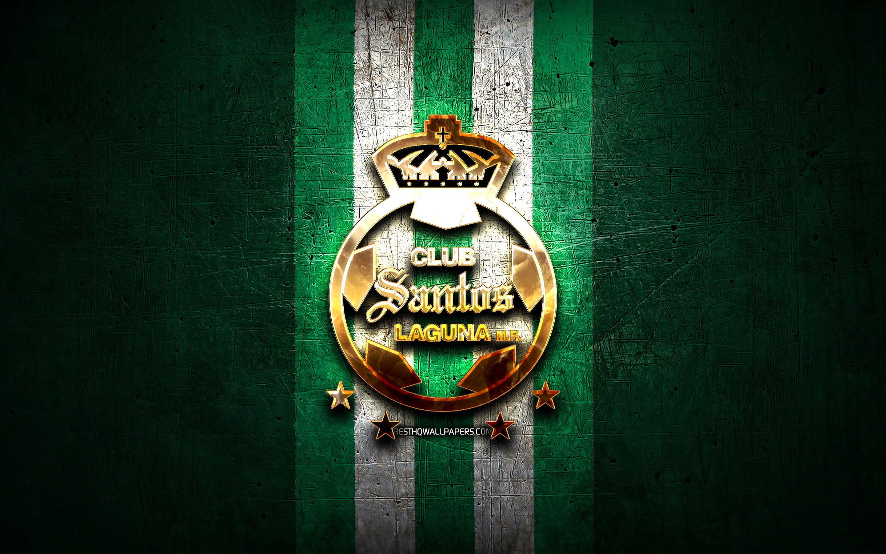 Santos Laguna Fc, Golden Logo, Liga Mx, Green Metal - Emblem - HD Wallpaper 
