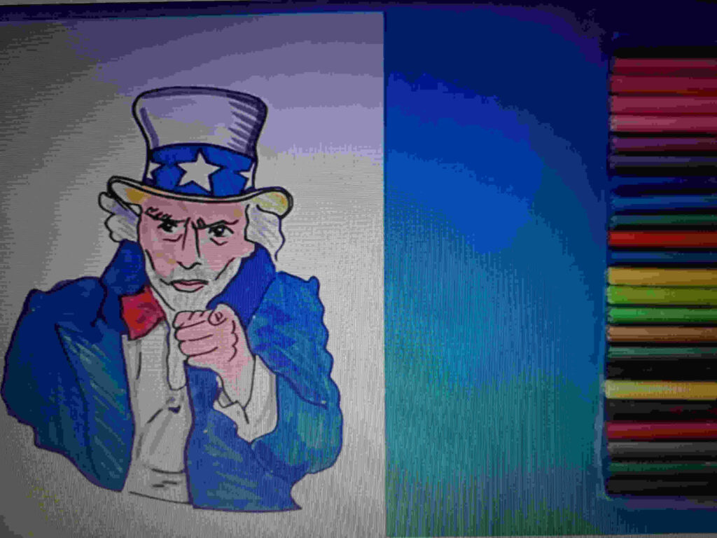 How To Draw Uncle Sam With Blue White Colors And White - Cartoon - HD Wallpaper 