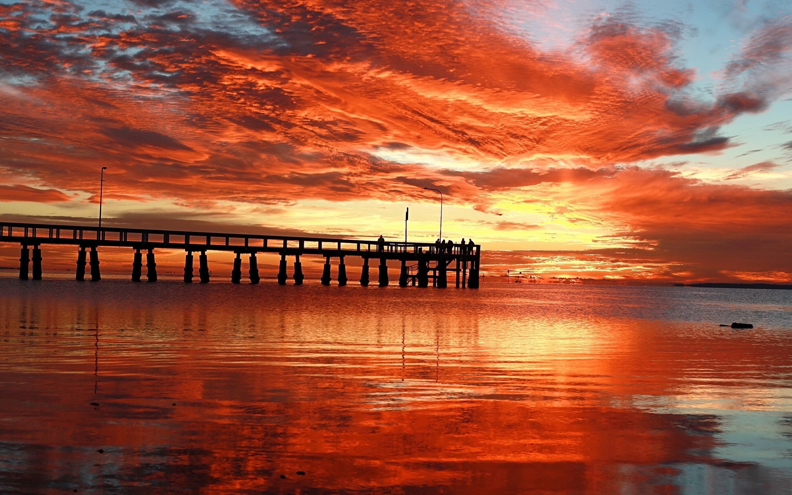 Sunset Ocean Dock - HD Wallpaper 