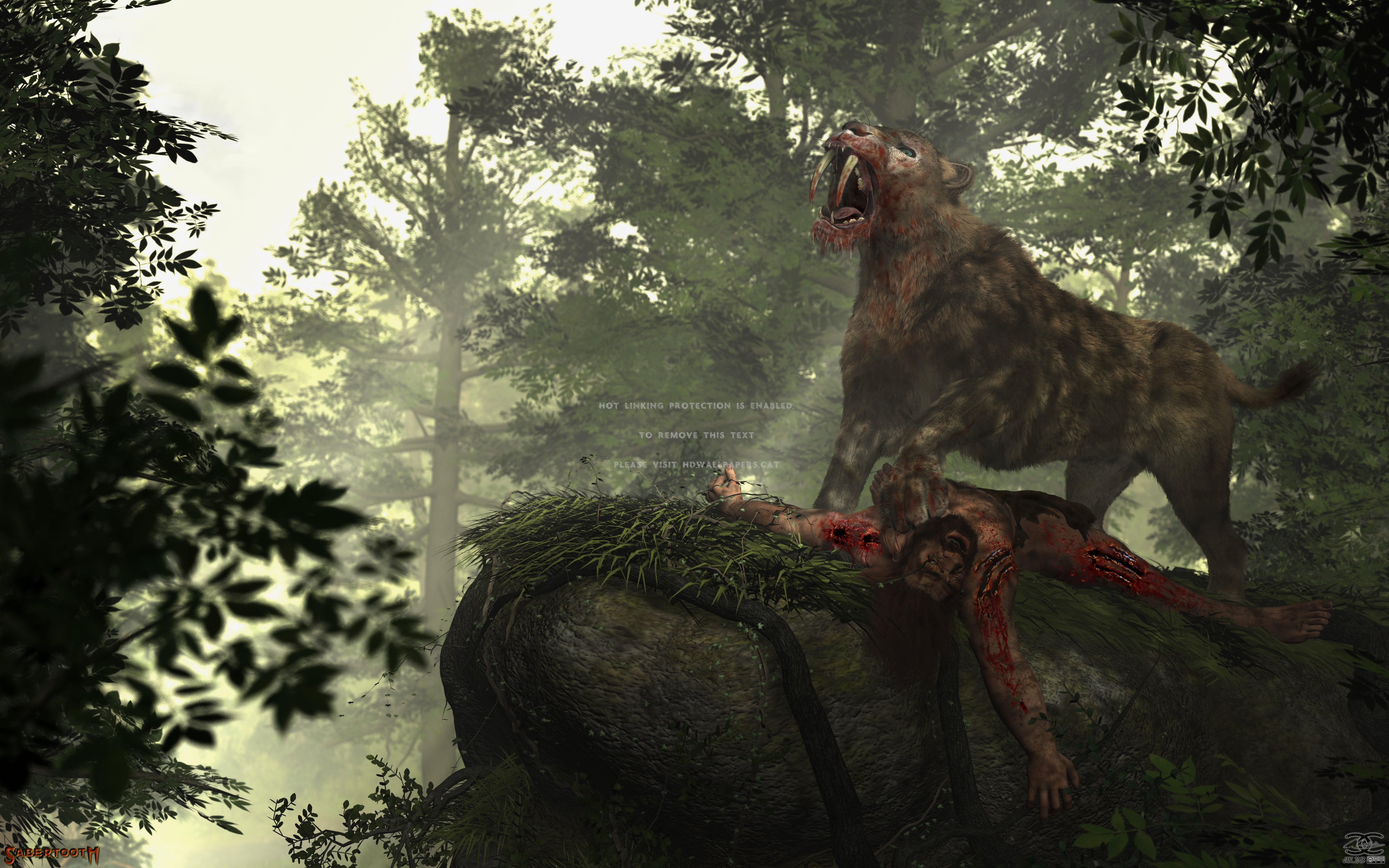 Sabertooth Sabretooth Man Scene Hunt Prey - Sabertooth Background - HD Wallpaper 