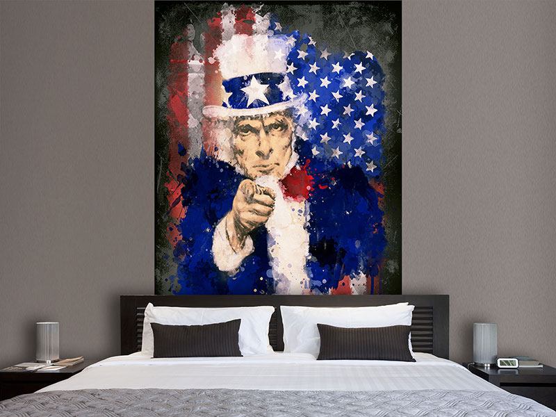 Photo Wallpaper Uncle Sam - Poster Of Uncle Sam And The Usa Flag - HD Wallpaper 