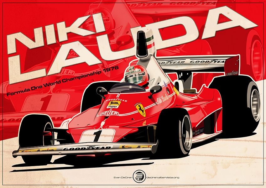 Niki Lauda F1 Dessin - HD Wallpaper 
