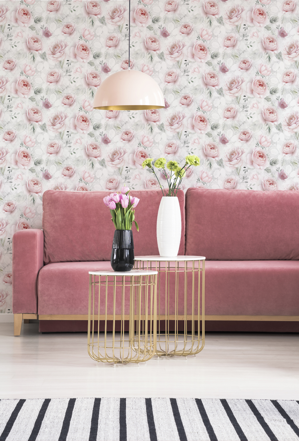 Graham & Brown Lila Floral Blush Wallpaper - Geometric Wallpaper For Living Room - HD Wallpaper 
