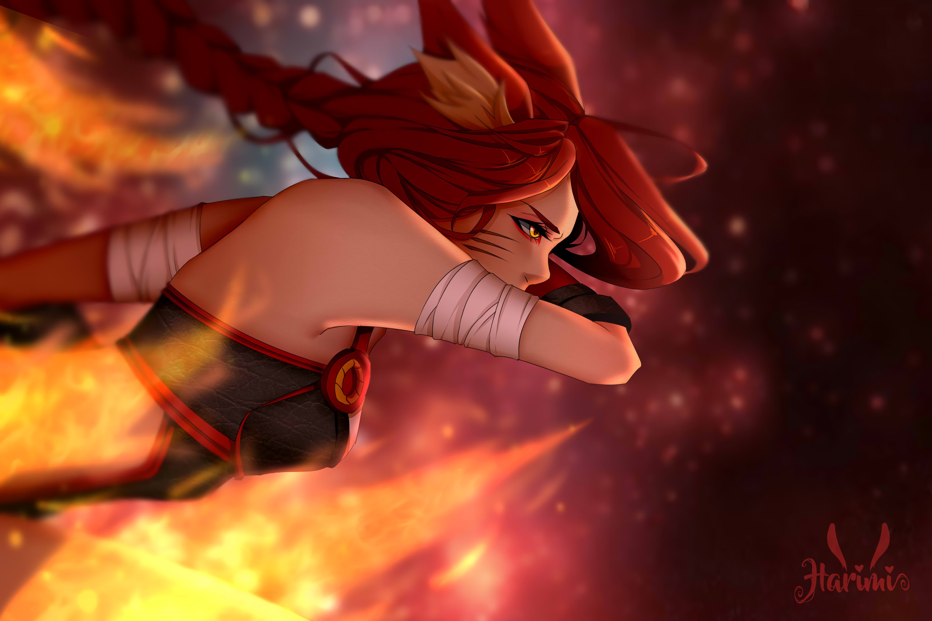 Foxfire Ahri By Harimii Hd Wallpaper Background Fan - Foxfire Ahri Fanart - HD Wallpaper 