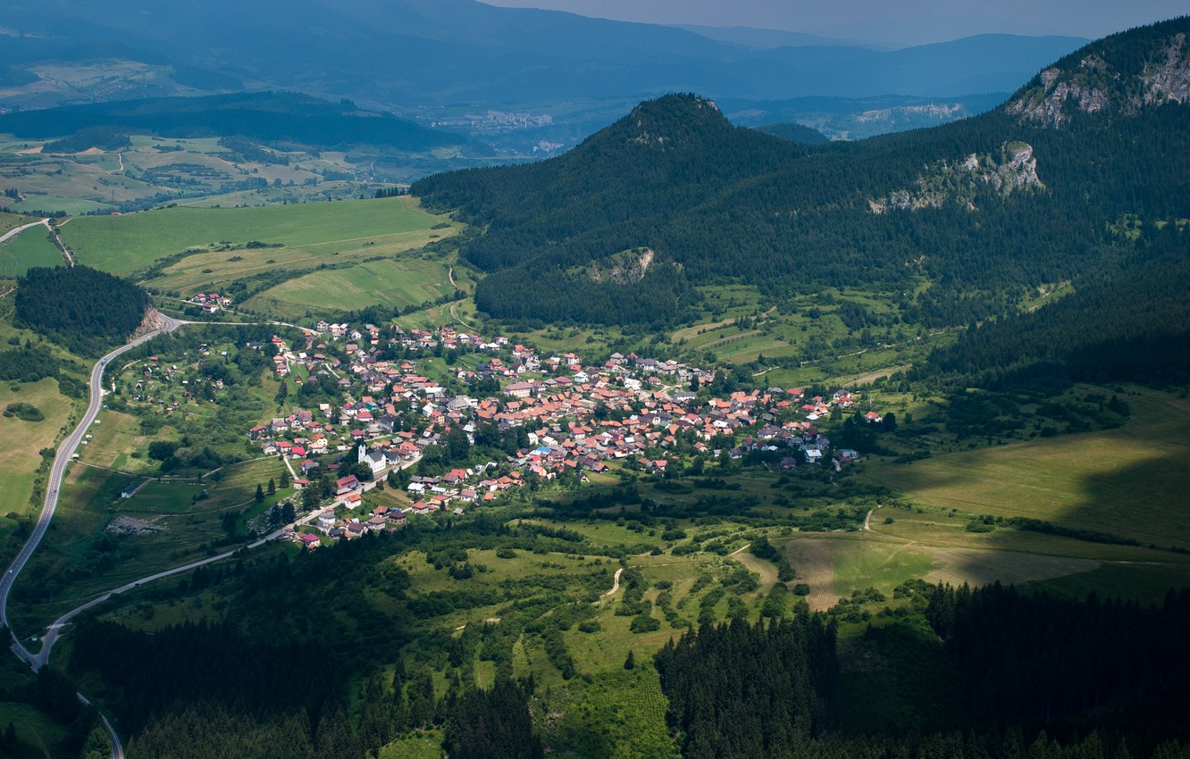 Photo Wallpaper Nature, Nice, Slovakia, Liptov, Valaska - Aerial Photography - HD Wallpaper 